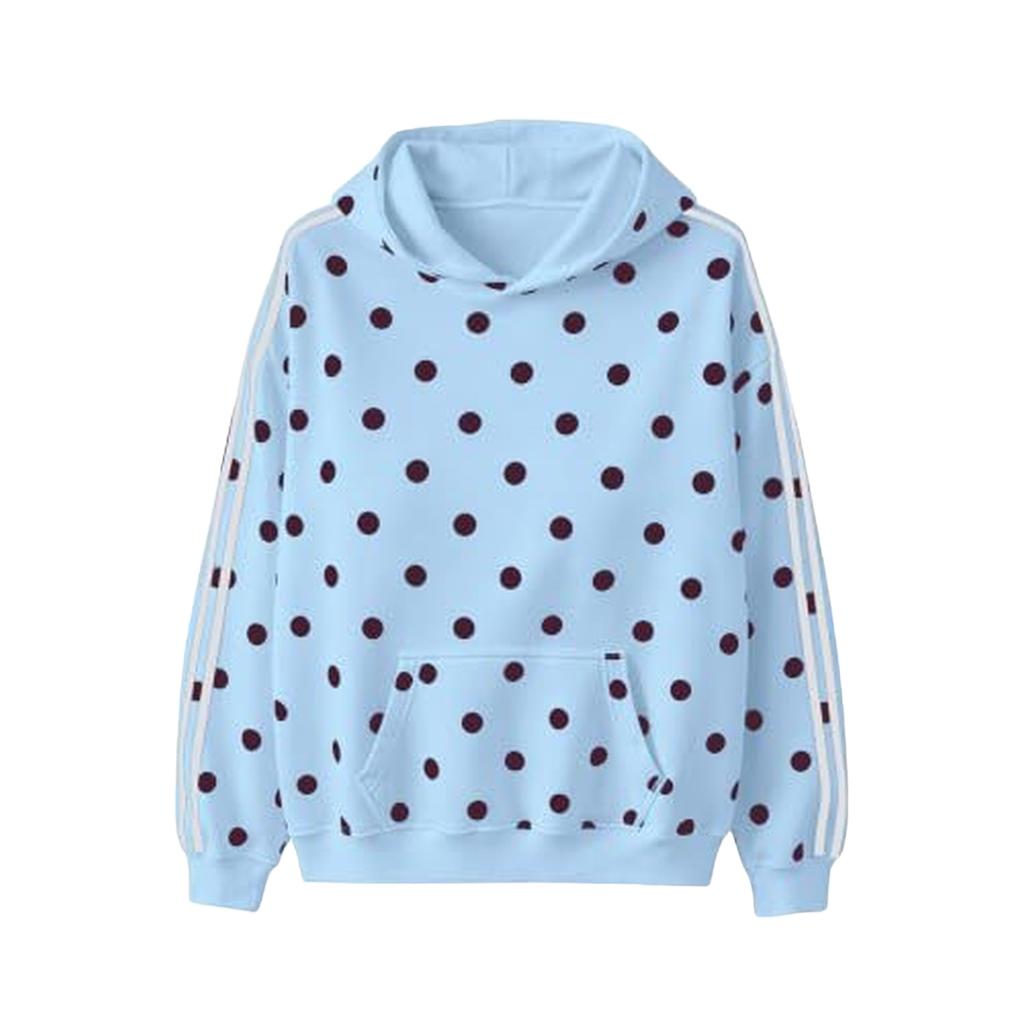 Women's Polka Dot Hoodie Casual Pullover Long Sleeve Sweatshirt