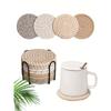 Drink Coasters With Holder, Minimalist Table Woven Coasters,Kitchen Table Heat-Resistant Coasters And Thick Insulation Pads