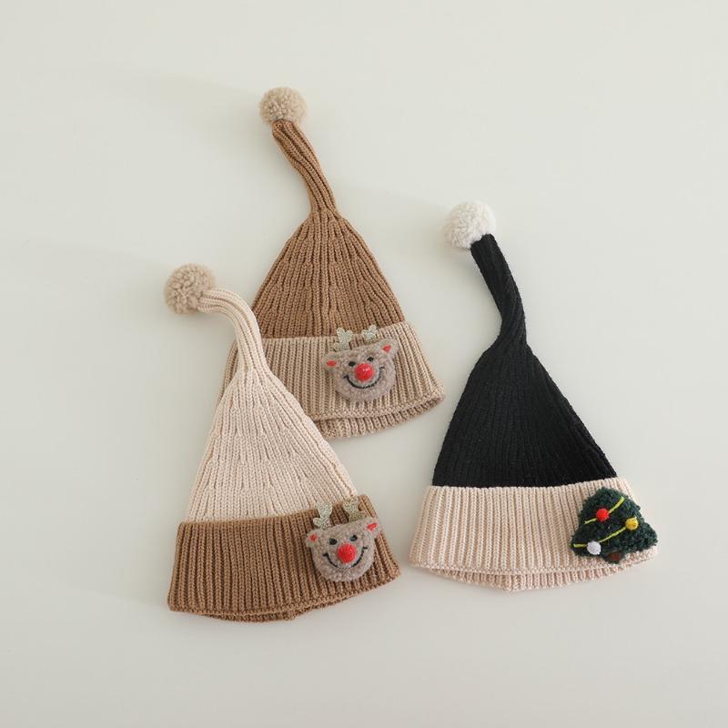 Trend cute children's wool hat long tail baby Christmas hat autumn new boys and girls knitted hat