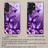 Purple Butterfly Flower Pattern Glass Phone Case Suitable for Samsung Galaxy S26 S25 S24 S22 S21 S20 FE/Ultra/Plus Hard Case