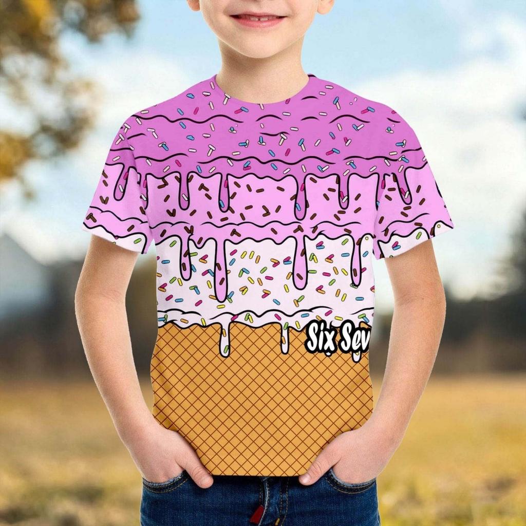 Fashion Minimalist Number 67 T-Shirt for Children Summer Vintage T-Shirts Round Neck Hippie Tees Oversized Casual Top Clothing