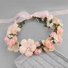 Bridal Wedding Fabric Flower Wreath Headband With Ribbon Floral Hair Hoop For Beach Vacation Photo Props Women Accessories