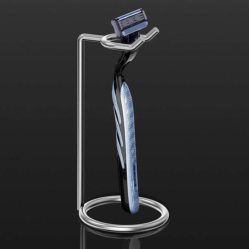 Men Metal Art Shaving Brush Stand Razor Base Chromed Silver Shaving Razor Beard Clean Shaver Kit Cartridge Easy Carry