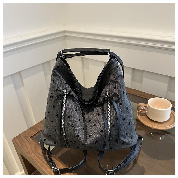 Большая вместимость личность любовь досуг горошек лето новый многофункциональный двойной плечевой плечевой кроссбоди подмышечный тоут женский