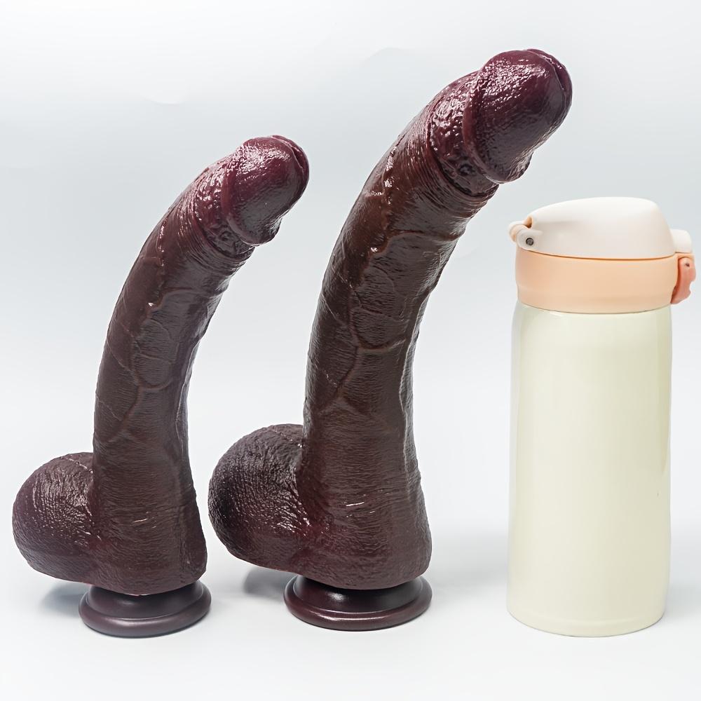 Scimitar Dildo – Extra Large Curved Silicone Dildo with Double Density, Realistic Veins, Strong Suction Base, Adult Sex Toy for Couples