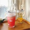 Urocze Szklane Kubki ze Słomką Odporne na Ciepło Kubki do Kawy Mleka Wody ze Słomką i Pokrywką Kubek do Soku Smoothie Zimnych Napojów Słomka Kubek na Wodę 1 szt.
