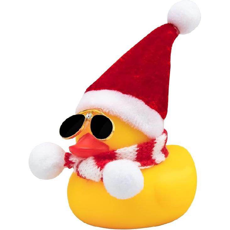 Wonuu Rubber Duck Car Ornaments Yellow Duck Car Dashboard Decorations with Propeller Helmet for Christmas Decor and Home Decorations for Adults
