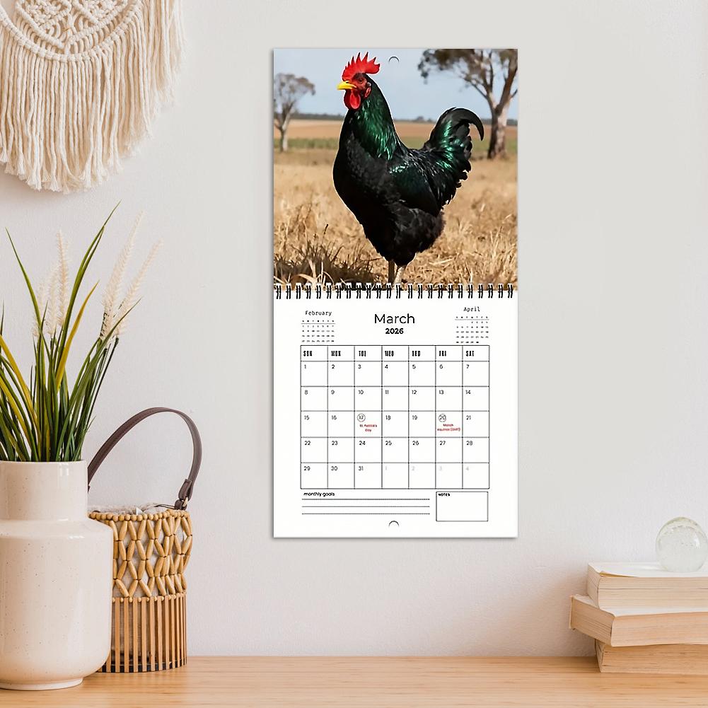1/3/5Pcs 2026 Fun Rooster Calendar Chicken Illustration Wall Calendar For Home Decor Office Planning Accessory