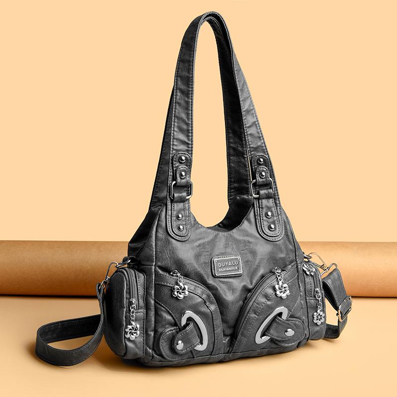 Vintage Nieten-Dekor Damen Leder Handtasche Retro Motorrad Stil Umhängetasche Modische Umhängetasche für Arbeit Wochenendausflüge und Damen Urlaubsgeschenke
