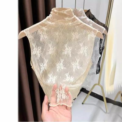Lace Floral Fake Collar White Black Blouse Shirt Removable Collar Tie Sweater Decoration  Women