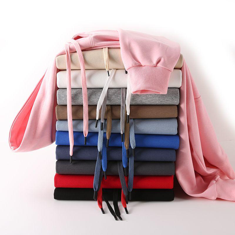 Unisex Long Sleeve Hooded Sweatshirt 350g Cotton Silk Blend Drop Shoulder Women's Blank Edition