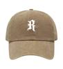 Letter R Printed Washed Cotton Adjustable Baseball Cap Classic Snapback Dad Hat Breathable Golf Fishing Outdoor Sun Cap