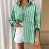 Polo a righe in poliestere con tasca per abbigliamento casual estivo
