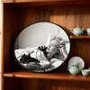 Vintage-Inspirierter Schwarz Weiß Runder Rahmen Fotoqualität Gedrucktes Porträt Stilvolle Heimdeko für Schlafzimmer Beauty-Raum Wohnbereich