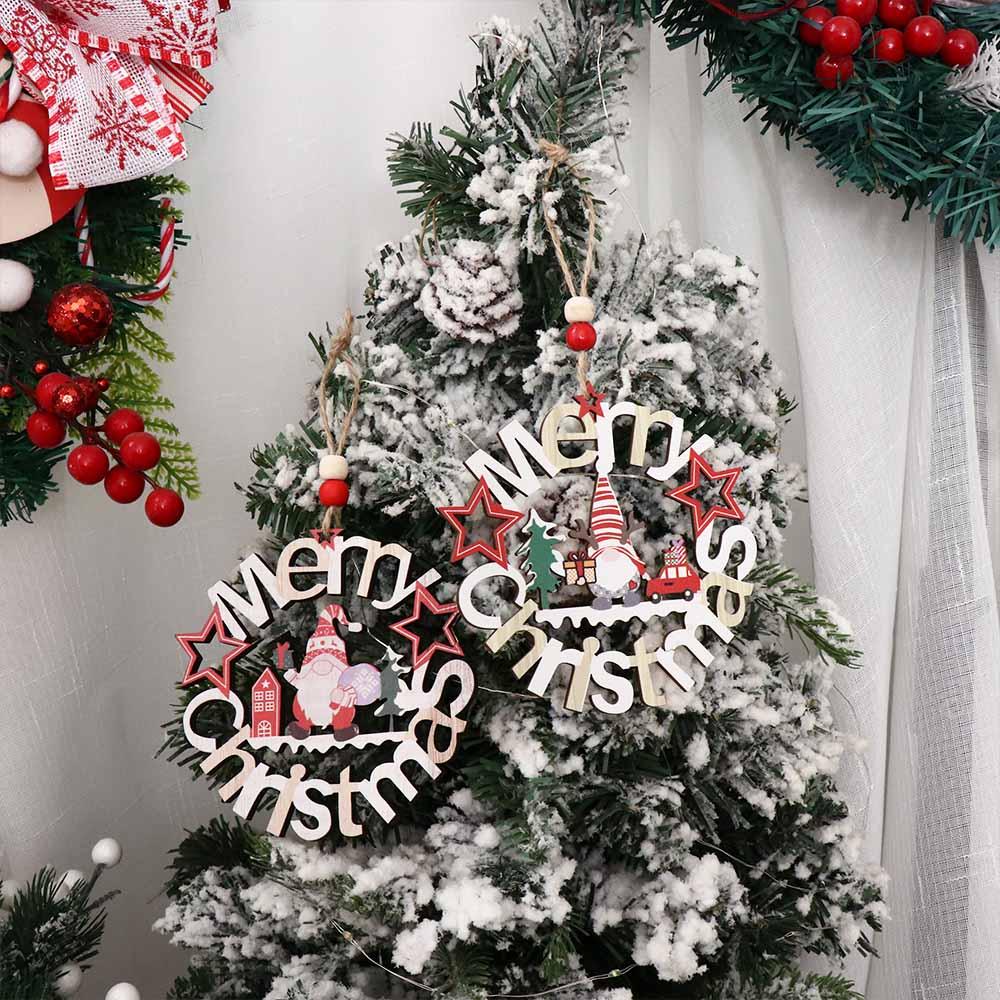 Hollowed Out Christmas Tree Pendant Rudolph Christmas Decoration Christmas Wooden Pendant  Festival