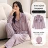 Women's Padded Pajama Set - Long Sleeve, Long Pants, Simple Loose Fit for Spring, Autumn, Winter
