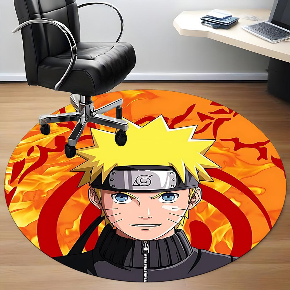 Naruto Flame Office Round Area Rug, Under Office Chairs Bedroom Living Room Home Decor A1022150