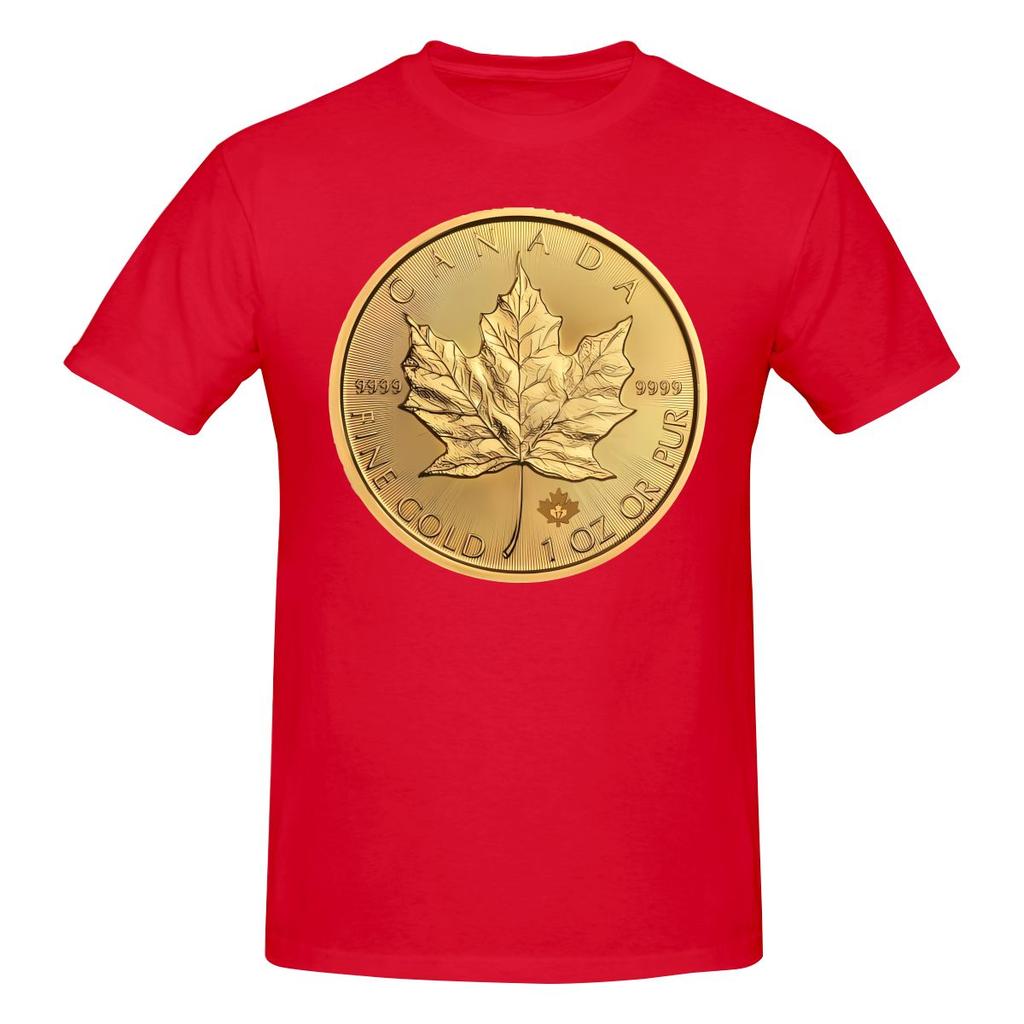 Canadian Maple Leaf 1oz Gold Coin Shopping Tshirt Sporty Trendy Seamless Splicing Shirt