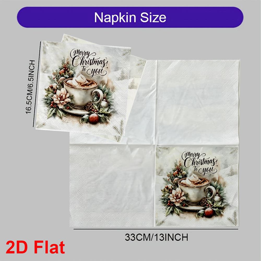 20pcs Disposable Napkins with Santa Claus, Christmas Tree Print for Wedding,Parties,and Daily Use for Thanksgiving Fall Christmas Table Decoration