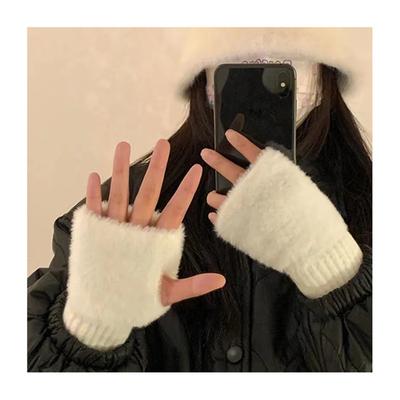 Plush Fingerless Gloves, Capturing The Autumn and Winter Atmosphere, Warm and Windproof Multifunctional Wrist Guard,Office and Study,Neutral Gloves