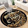 1pc Tiger Swirls Office Round Area Rug, Under Office Chairs Bedroom Living Room Home Decor, Room Deco, Available in Various Sizes