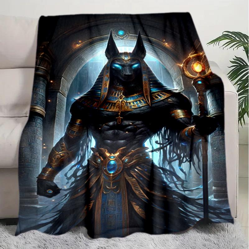 1PC Egyptian theme printed blanket, all season lightweight home office outdoor nap multifunctional blanket A2