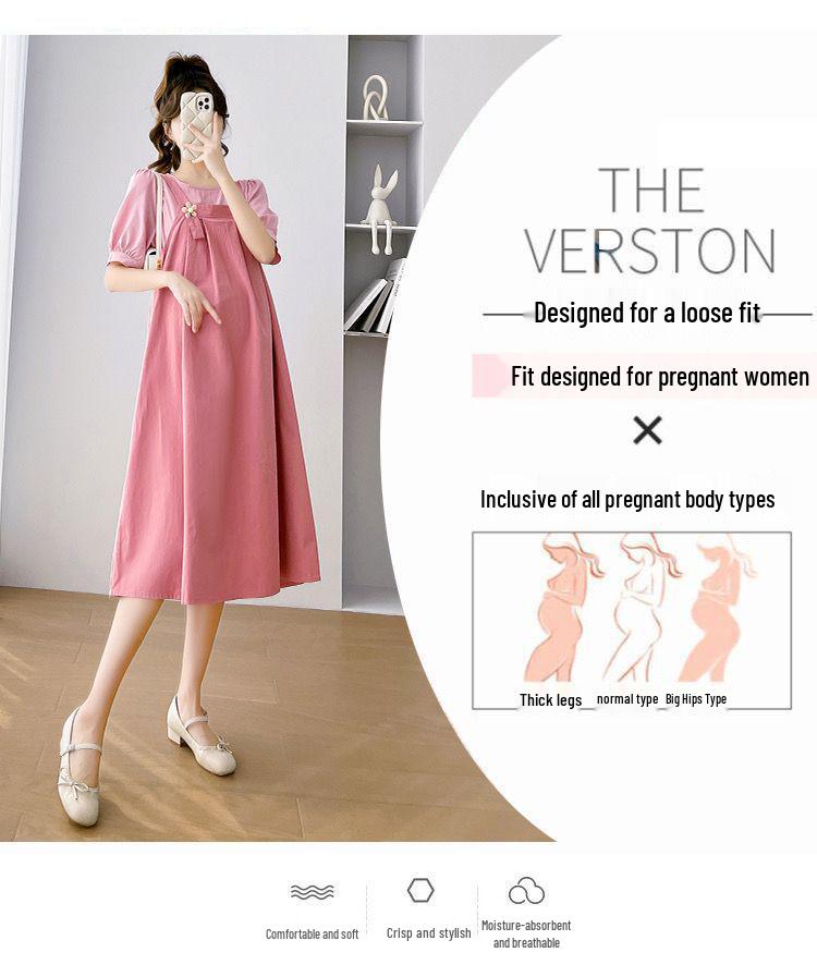 Stylish 2026 Summer Maternity Two-Piece Set: Camisole Top and Dress