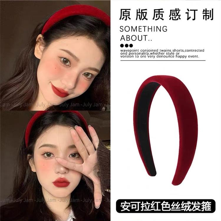 Еще одна красная бархатная повязка на голову Интернет-знаменитость осень новая широкая элегантная ретро повязка на голову высокая заколка-гребень головной убор