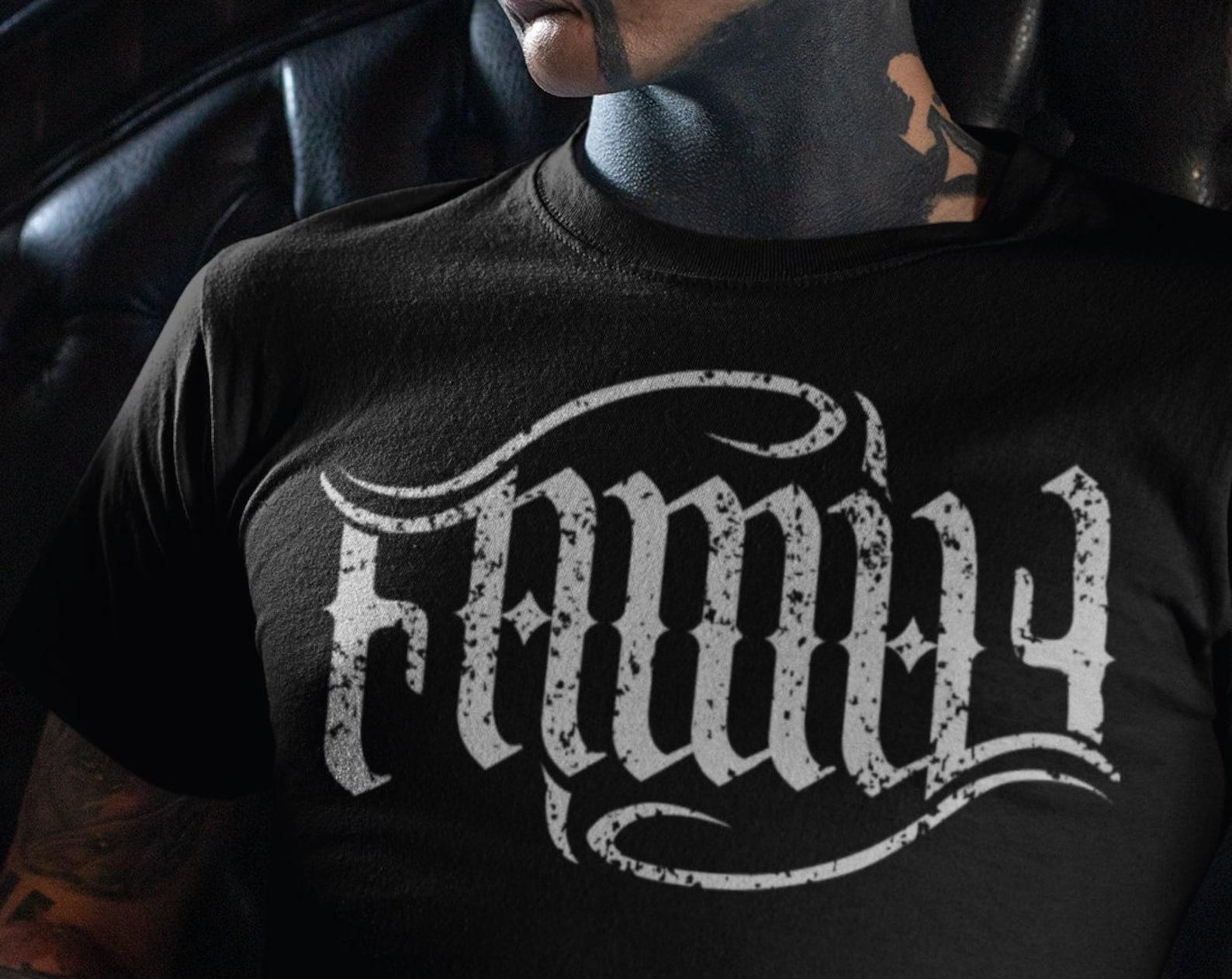 Handmade Family Ambigram T-Shirt: Gothic Lettering, Unisex Clothing 3XL