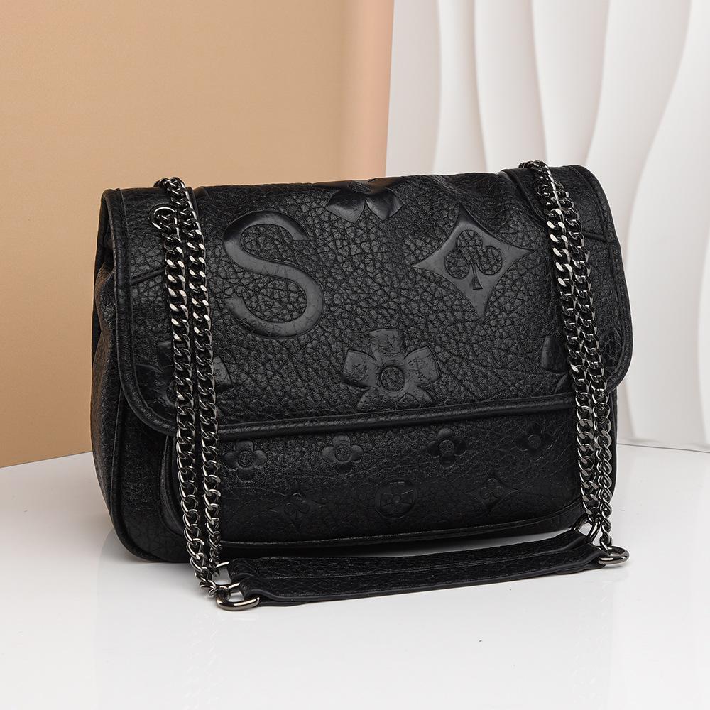 Jednoramenná taška, Klasická měkká kůže, Módní embosovaná pošťácká taška, Velkokapacitní Crossbody taška z mikrovláknové kůže, Dámská taška