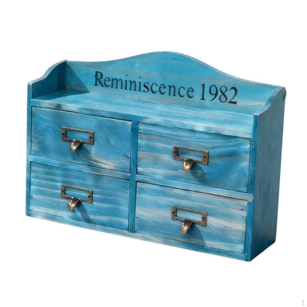 Desk Drawer Case Multifunctional Wooden Organizer Storage Cabinet Box for Makeup Supplies Rustic