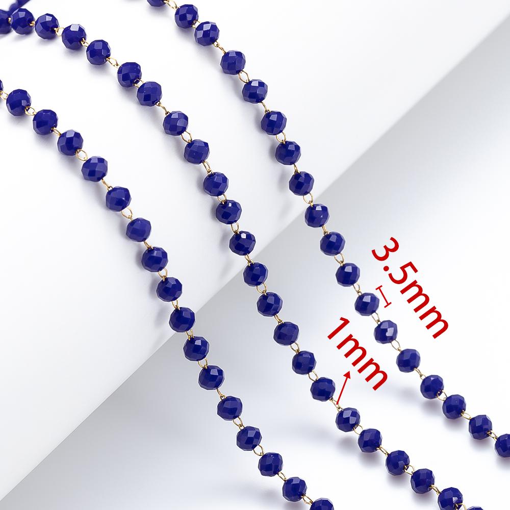 1Meter Royal Blue Crystal Stone Stainless Steel Chain Pink Beaded Chains for Necklace Bracelet Anklet Chain Jewelry Making DIY