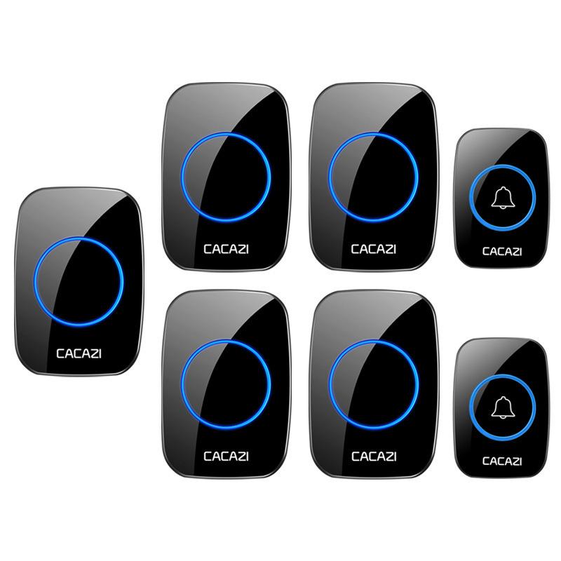 Waterproof Wireless Doorbell & Elderly Pager - Battery Operated, Flashing Alert, No Plug Needed чёрный