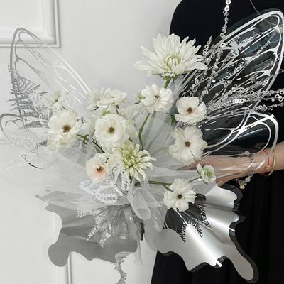 40Pcs Butterfly Flower Wrapping Paper Waterproof Rose Bouquet Packing Paper For Wedding Birthday Party Decor Light Luxury