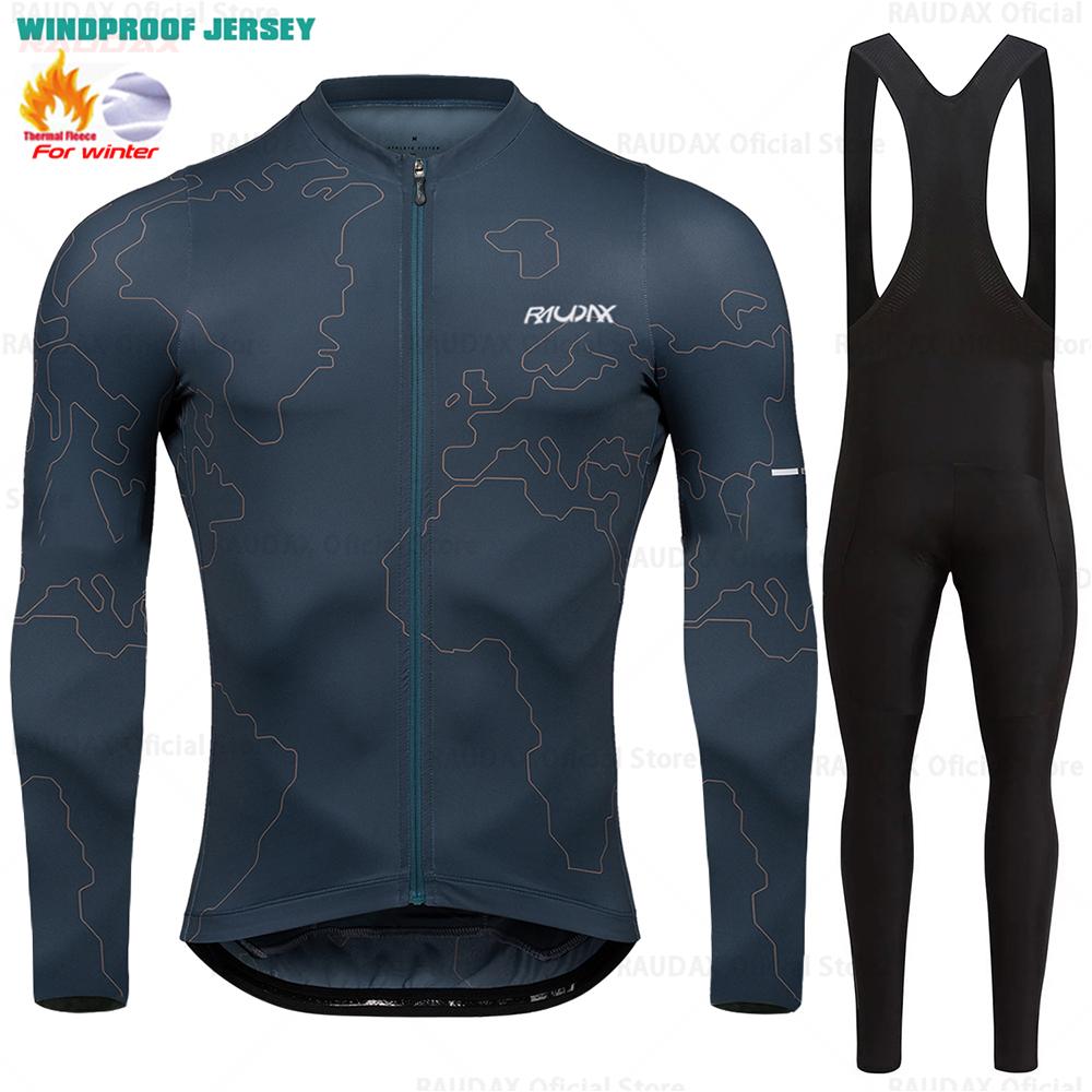 Velvet Warm Cycling Suit Set Cycling Thermal Fleece Clothing Sets Top Cycling Jersey Sport Bike MTB Riding Clothing Warm Jackets for Man