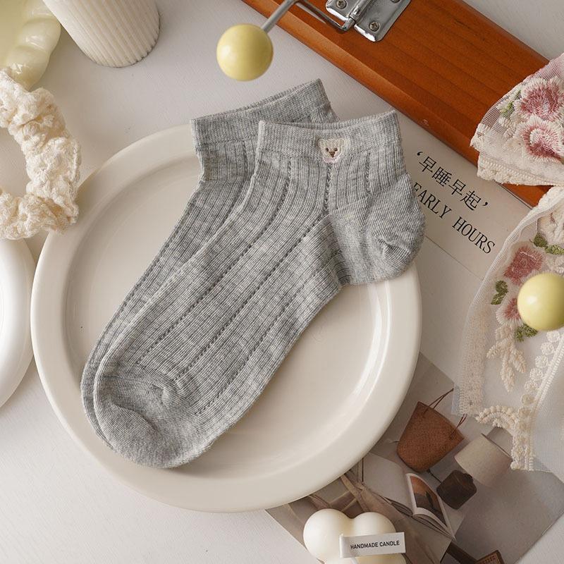 Female Spring and Summer Classic All Kinds of Dog Embroidery Mesh Wicking Sweat Deodorant Short Tube Cotton Socks