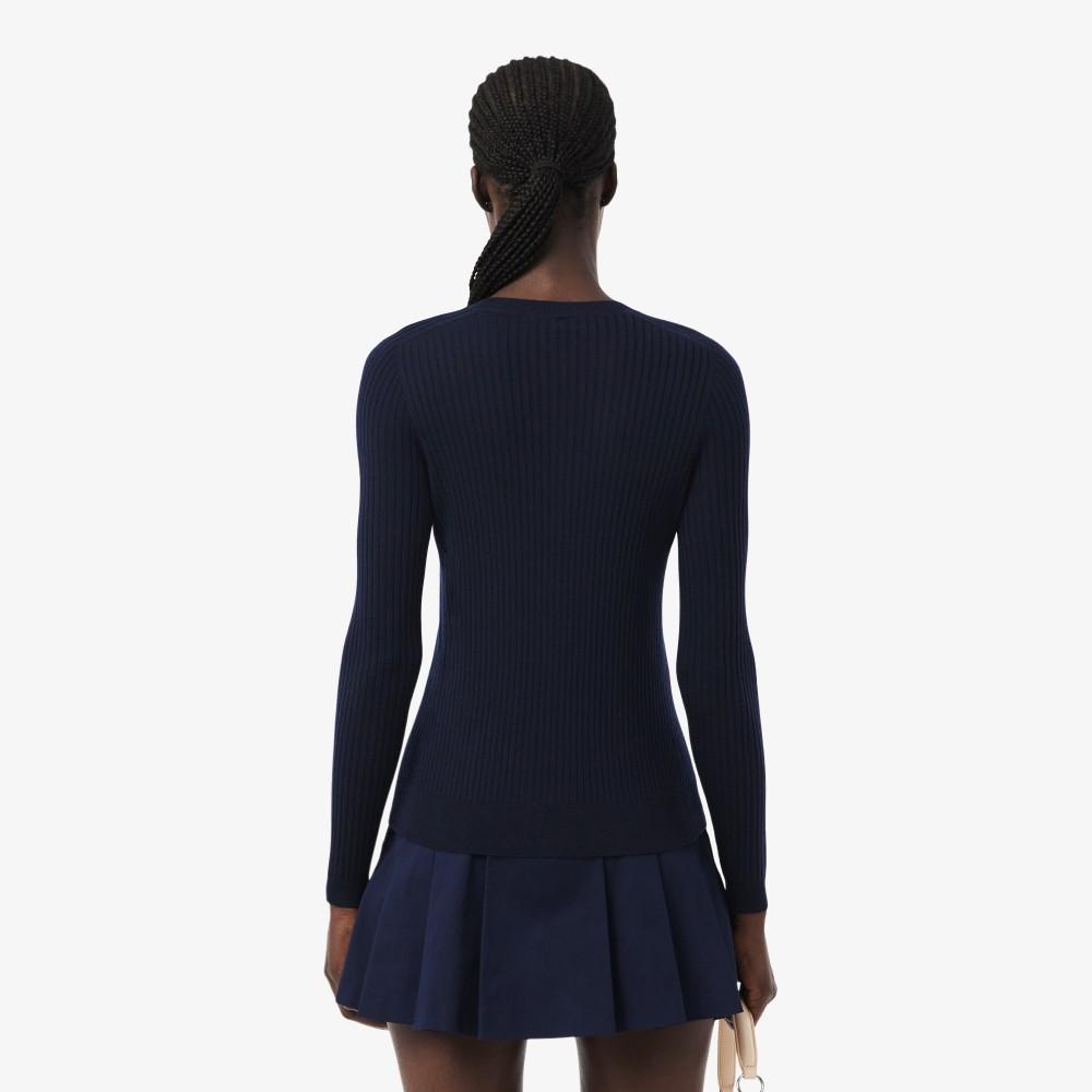 Lacoste Women's Fine Merino Wool Ribbed Long Sleeve Cardigan AF4141-56G166