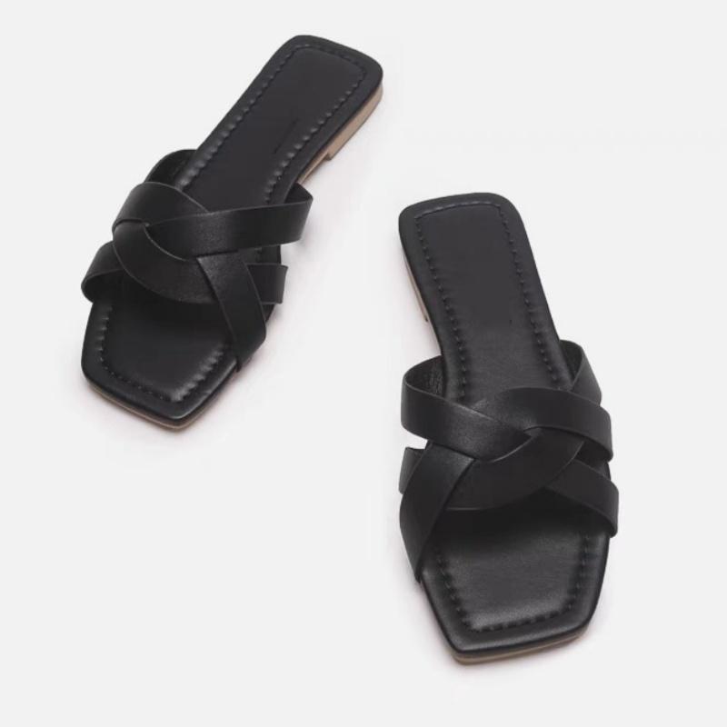 Fashion Summer Designer Woman Flat New Slippers Woven with Comfortable Women's Shoes Casual Bottom Slippers Women 2025 New Women Shoes