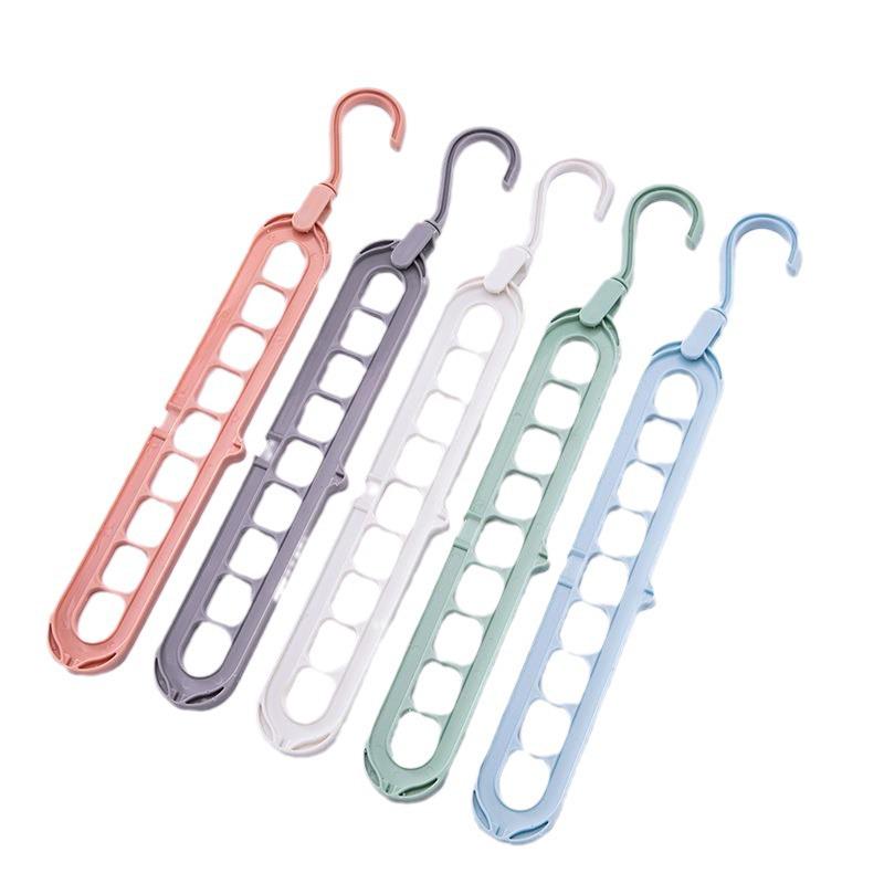Foldable Nine-Hole Multi-Functional Clothes Hanger: Vertical/Horizontal Drying Rack for Home or Dorm Use.