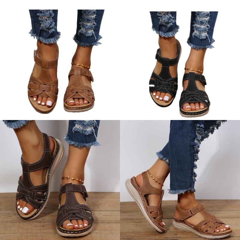 Cross-border Roman Style Fashion Vintage Women's Sandals With Soft Bottom And Comfortable Wedge Heel
