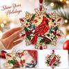 2D Flat Acrylic Snowflake Hanging Ornament with Glass- for Christmas Holiday Decor