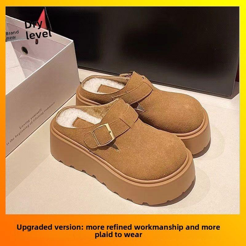Unisex Faux Fur Lined Birkenstock Slide Sandals With Thick Soles For Winter And Autumn Wear