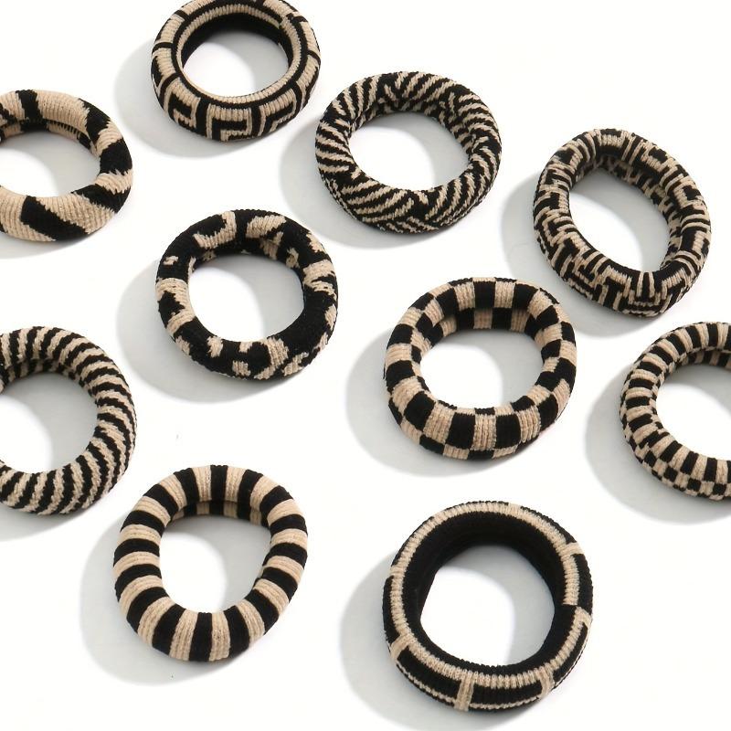 5pcs Printed Seamless Elastic Hair Ties Comfortable And Durable Thickened Hair Rings For Ponytails Hair Accessories For Women