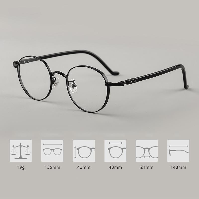 Japanese Style Pure Titanium Frame Acetate Temple Glasses Small Face Personalized Pile Head Design Eyeglass Widen Edges Eyewear