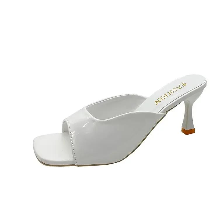 

Летняя новинка 2024 года, женская обувь, модные туфли-шлепанцы с квадратным носком и тонким высоким каблуком, сандалии Zapatos De Mujer сандалии 35 белый