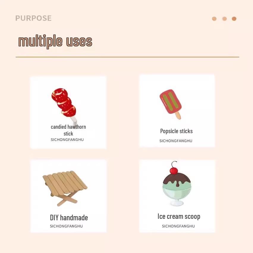 Food Grade Wooden Popsicle Sticks for Ice Cream and Ice Pops, Handmade and Disposable