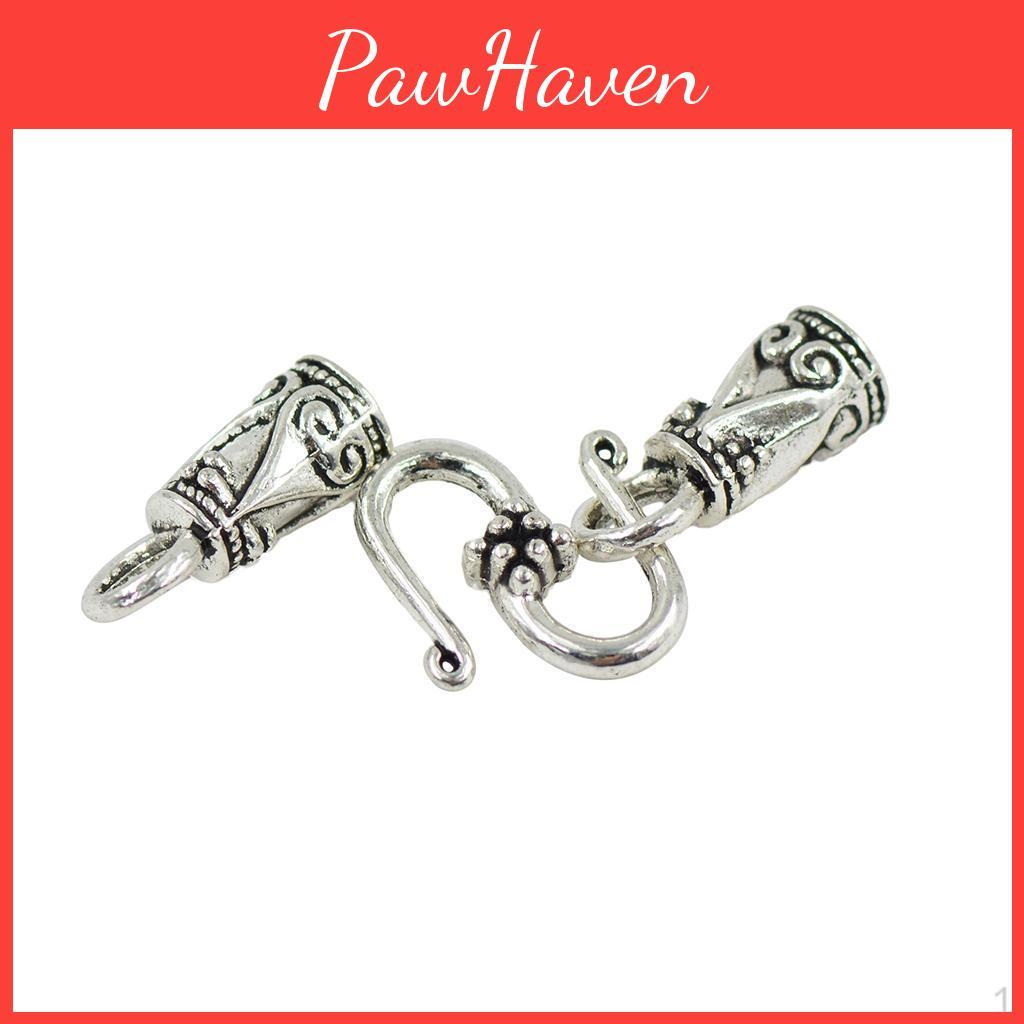 Alloy End Sets 30 Hook Caps Leather Cord Clasp Vintage Design