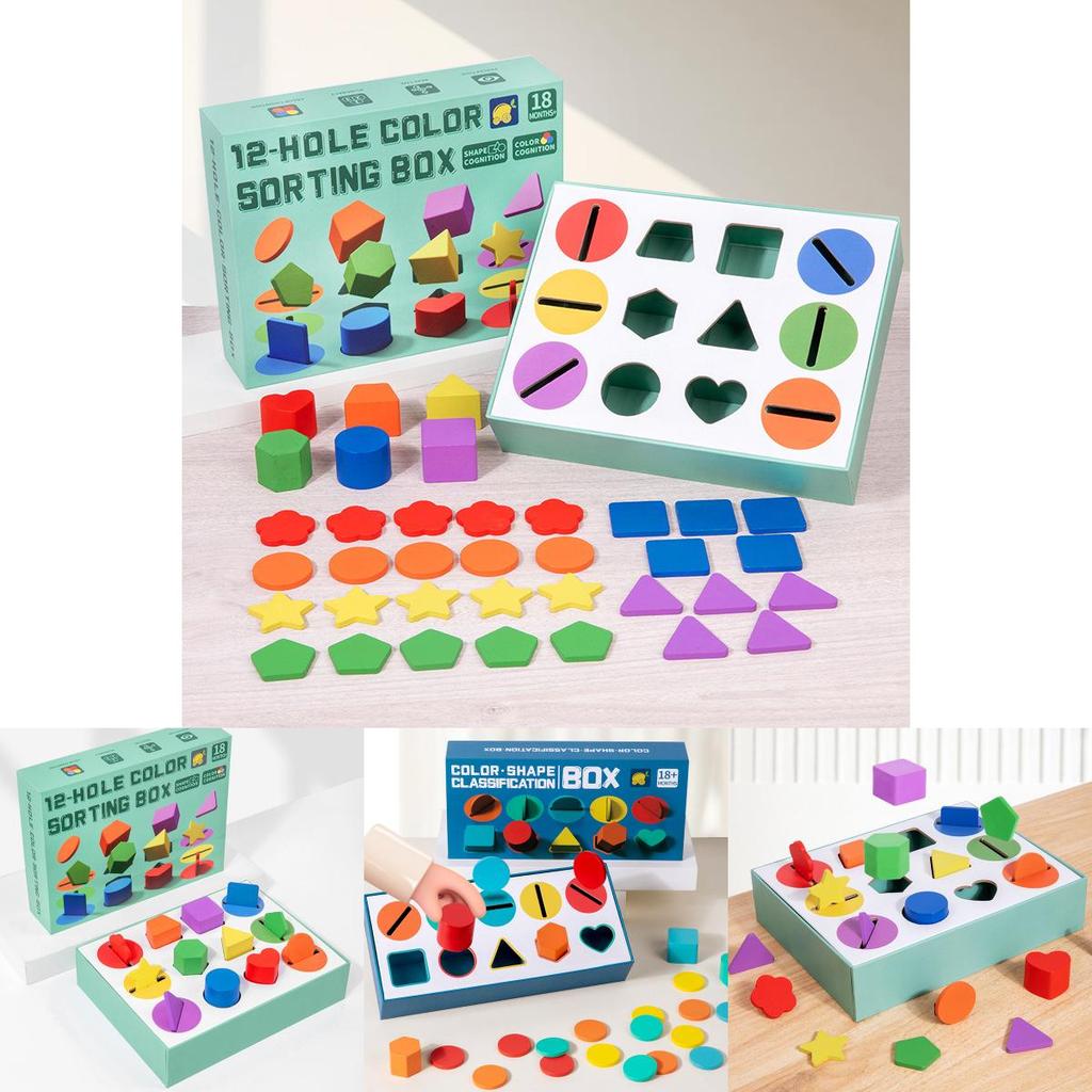 Childrens Wooden Puzzle Toy With Shape And Color Sorting For Brain Development And Learning