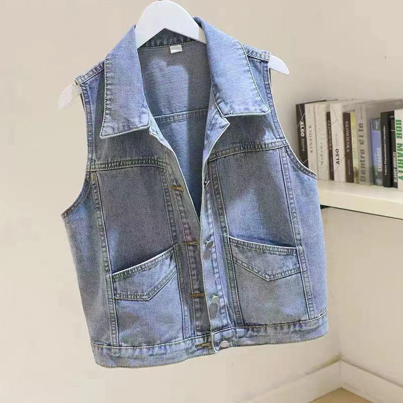 

Petite Women s Sleeveless Denim Vest - 2026 Spring/Summer Fashion Collection S recommended for below 100 jin
