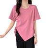 Summer Irregular Drawstring Trimming Thin Waist Short-sleeved T-shirt Spice Girl Sexy Versatile Pure Desire Wind Niche Top Ins